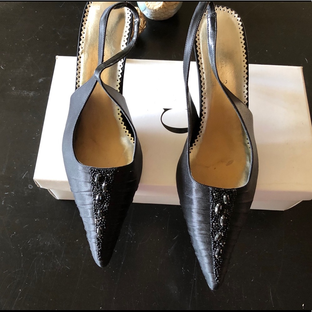 Caparross Black Silk Marshall Dressy Shoes